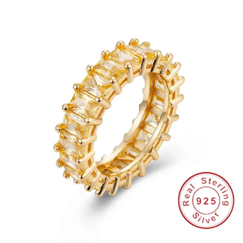 Eternity 925 Sterling Silver Engagement Wedding Band Rings sets for Women Bridal Princess Cut Diamond Promise Party Jewelry Gift