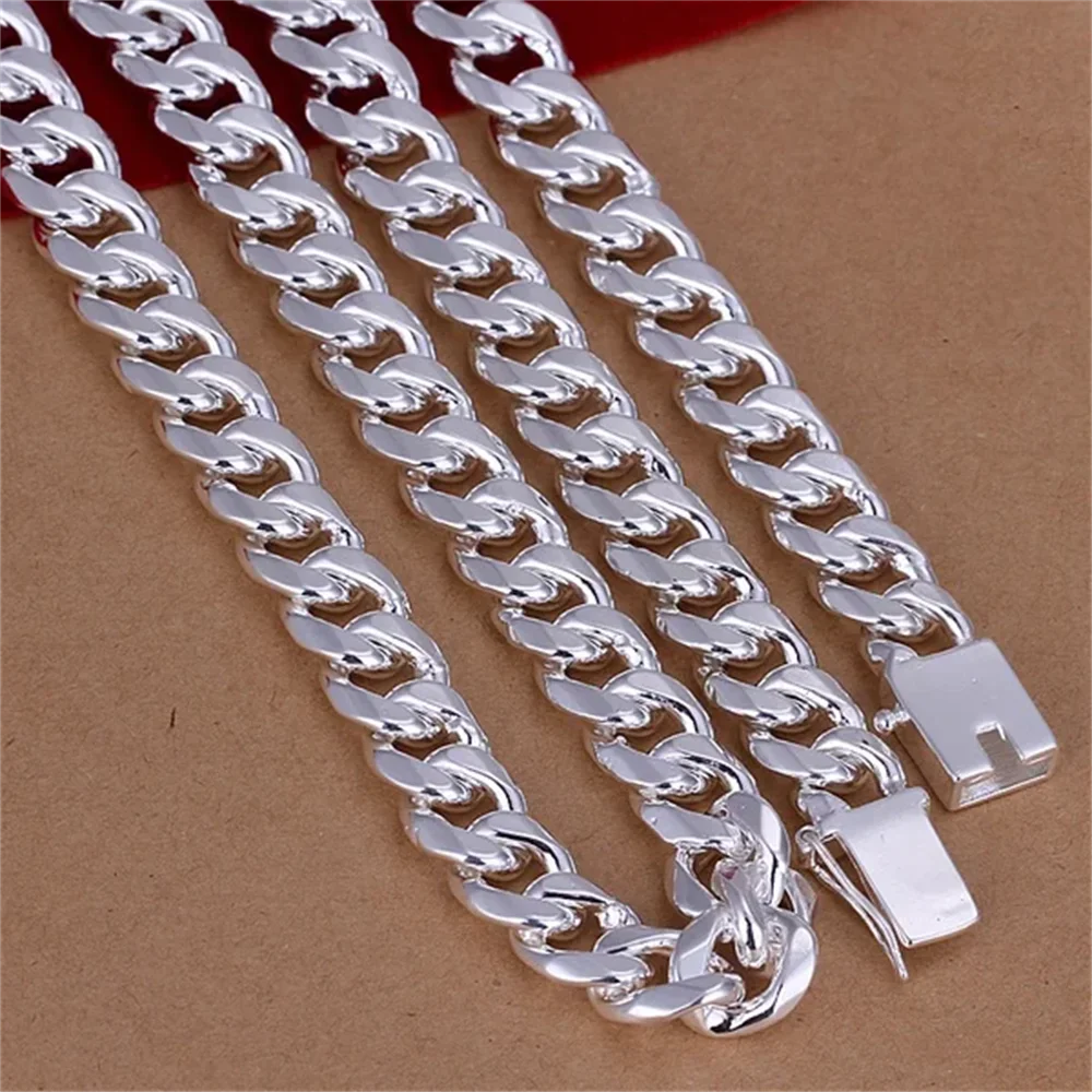 20-24inch 925 Sterling Silver Classic 10mm geometry Necklace Chain Men charm fashion wedding party Jewelry Holiday gifts