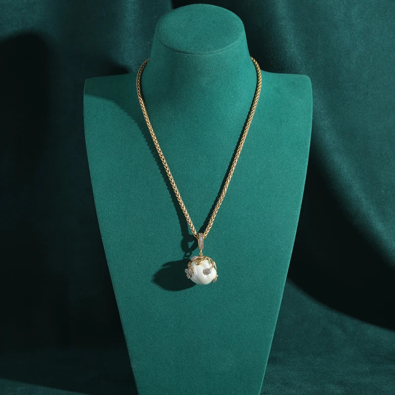 Baroque Abs Pearls Necklace Jewelry Pendant Light Bulb Big Ball Rhinestones Gold Color Wedding Luxury Designer For Women 2025