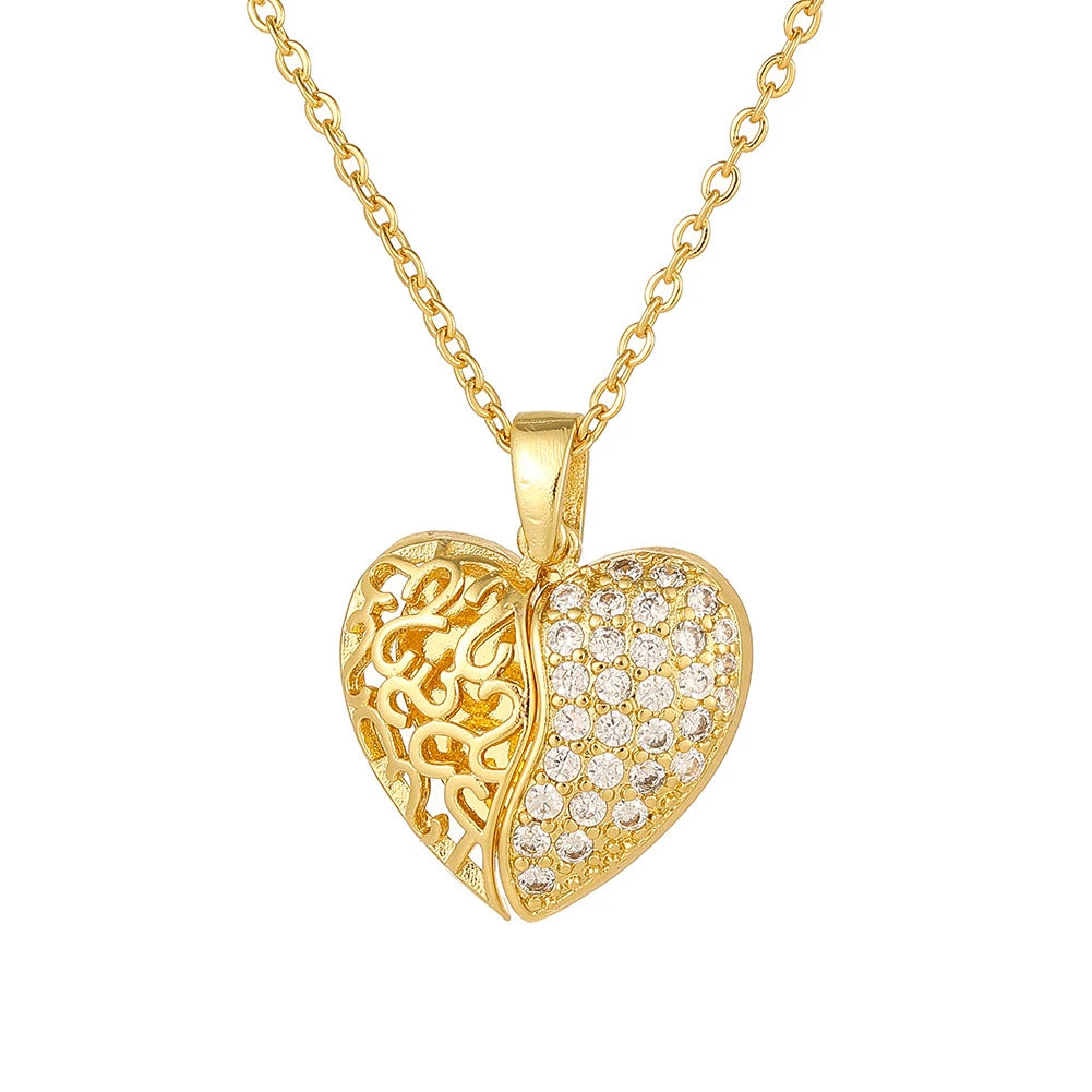 fashion new personalized angel love opening and closing necklace, women's heart-shaped pendant, collarbone chain jewelry