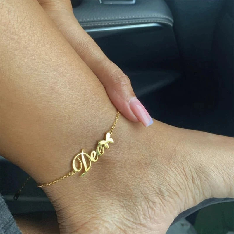 Custom Name Anklet For Women Stainless Steel Cuban Chain Personalized Nameplate Leg Chain Foot Jewelry Gift