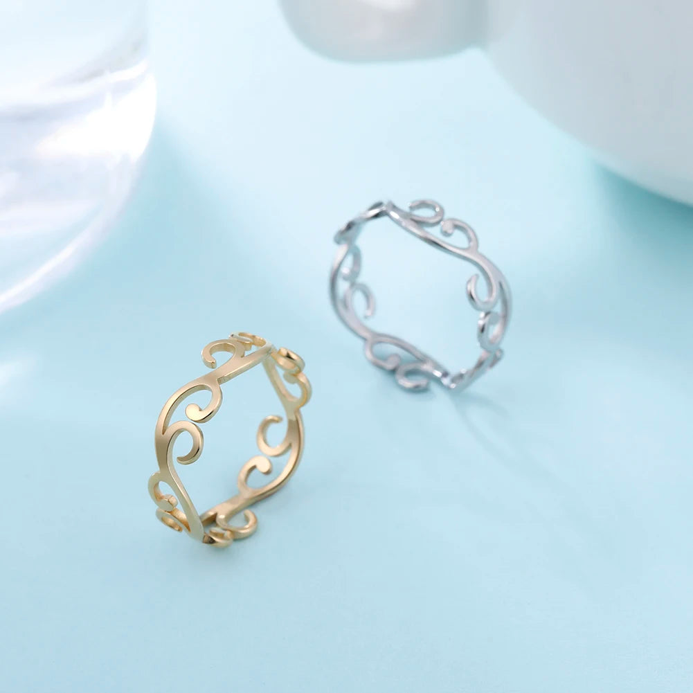 COOLTIME Filigree Flower Rings for Women Stainless Steel Romantic Couple Finger Rings Trend Birthday Jewelry Gift New in 2026