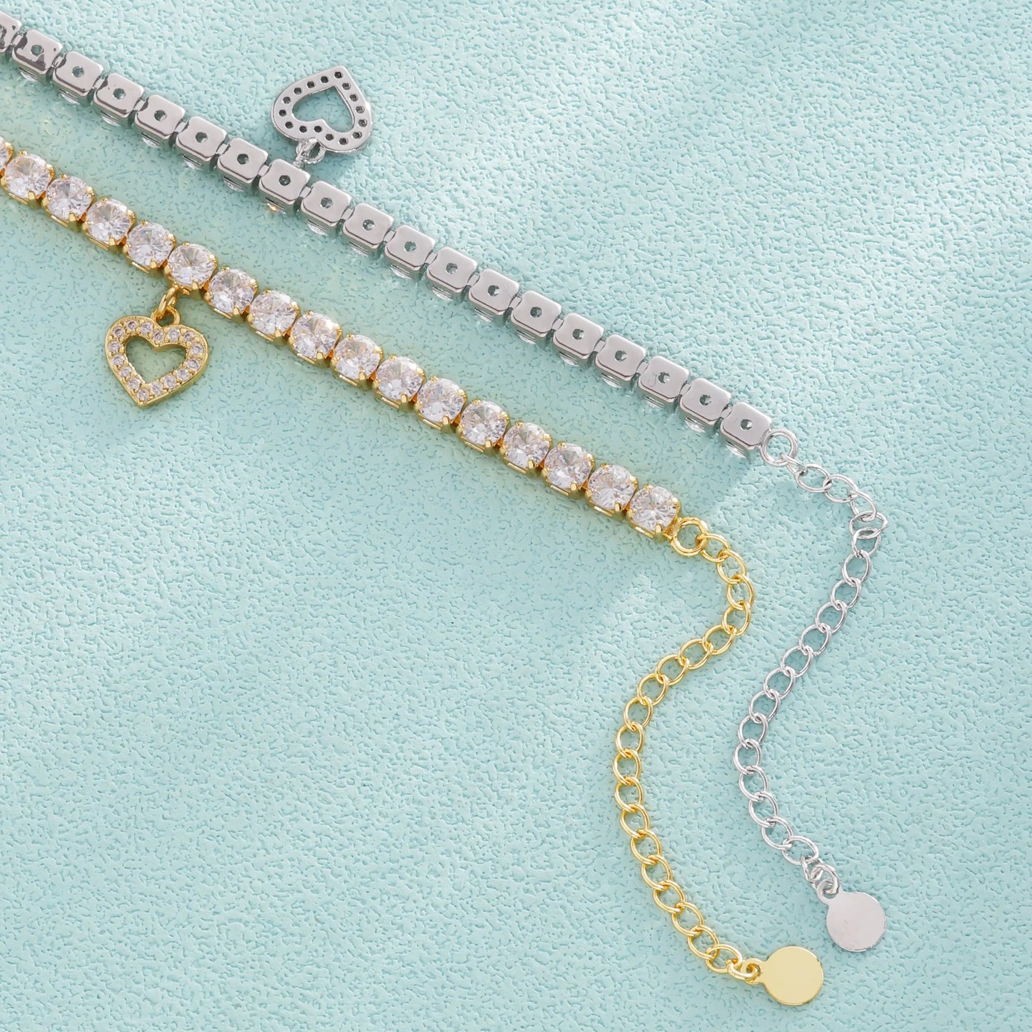 Fine Jewelry Shiny Hollow Heart Anklet Fashionable Gold Plated Tennis Anklet 4MM Width Link Chain for Wedding or Gift