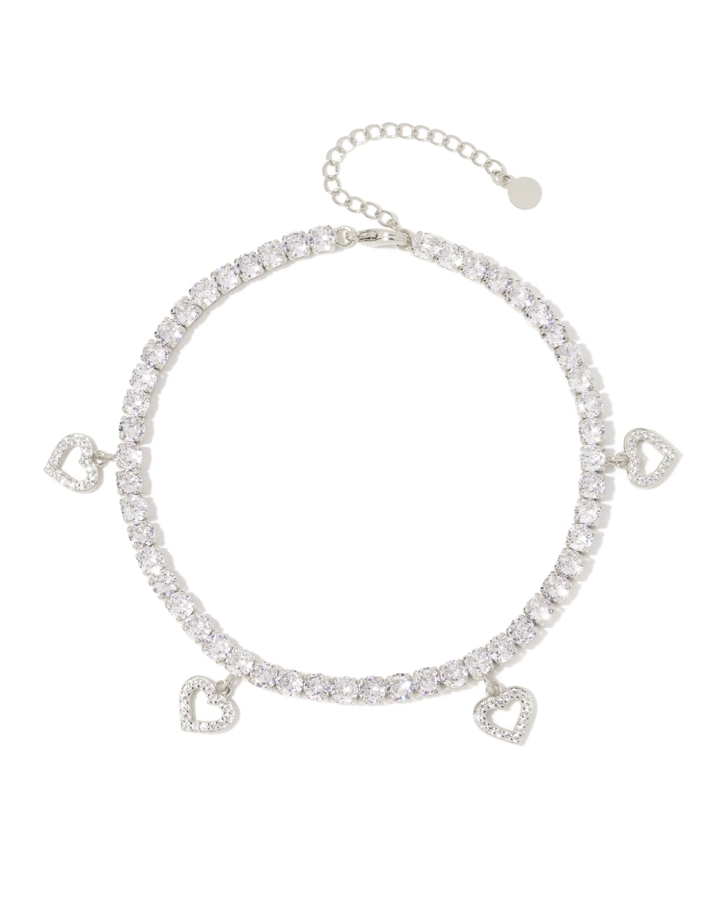 Fine Jewelry Shiny Hollow Heart Anklet Fashionable Gold Plated Tennis Anklet 4MM Width Link Chain for Wedding or Gift