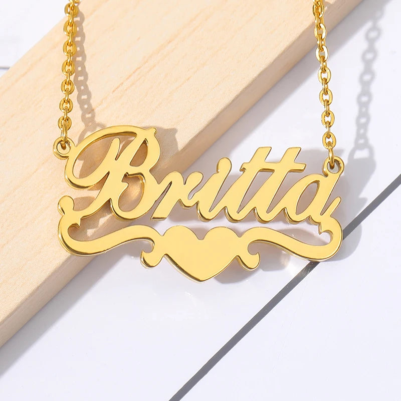 Custom Heart Name Necklaces For Women Men Stainless Steel Customized Necklace Pendant Female Personalized Jewelry Birthday Gift