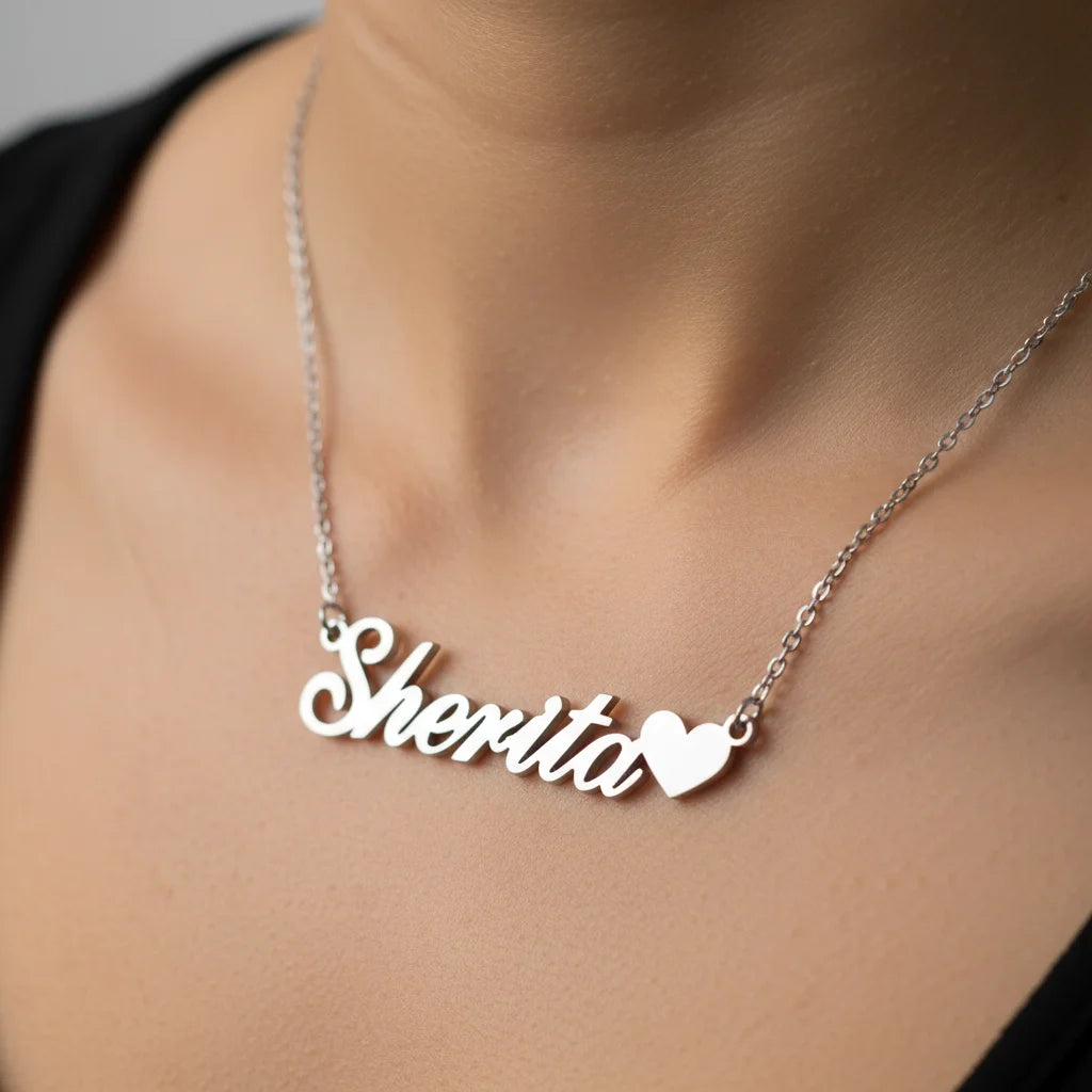 Custom Name with Heart Necklace for Women Stainless Steel 18K Gold Plated Jewelry Personalized Letter Pendant Chains Choker Gift