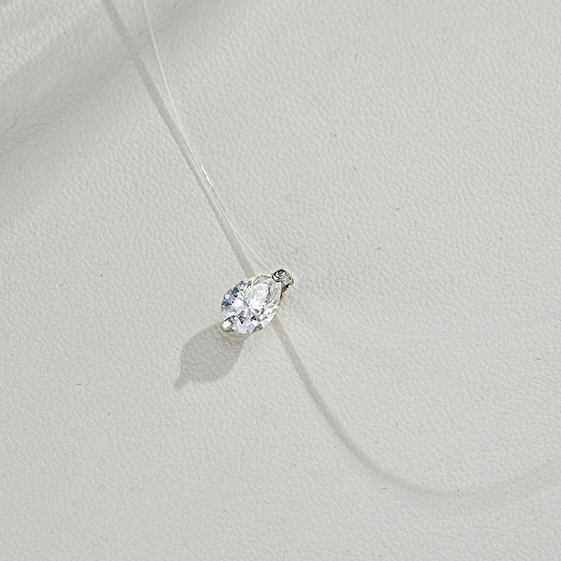 Smyoue 0.8CT 5*7MM Fishing Line Moissanite Necklace for Women Pear Cut Classic Pendant S925 Sterling Silver Jewelry Wholesale