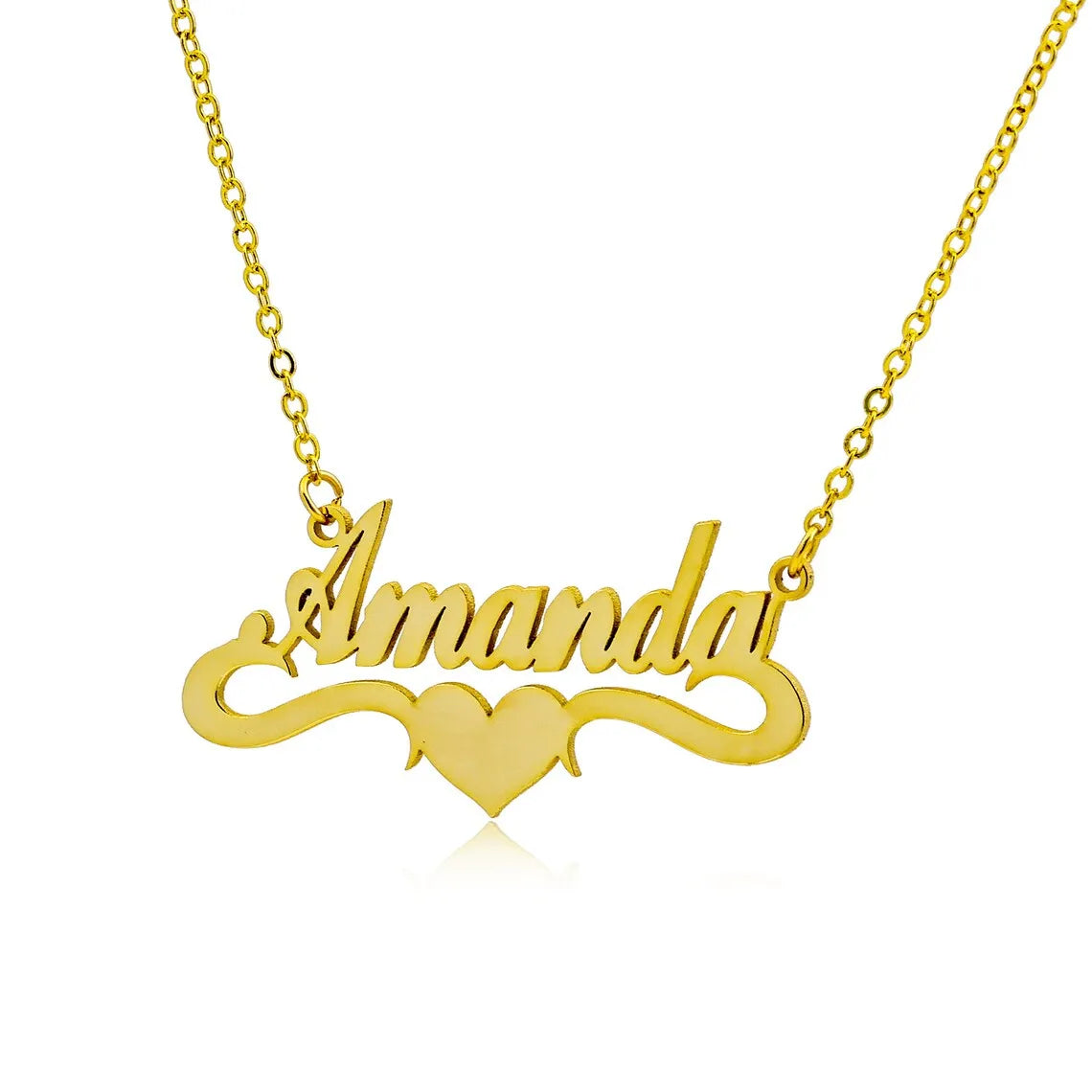 Custom Heart Name Necklace Women Girl Best Jewelry Stainless Steel Gold Color Personalized Nameplate Necklace Gifts For Her