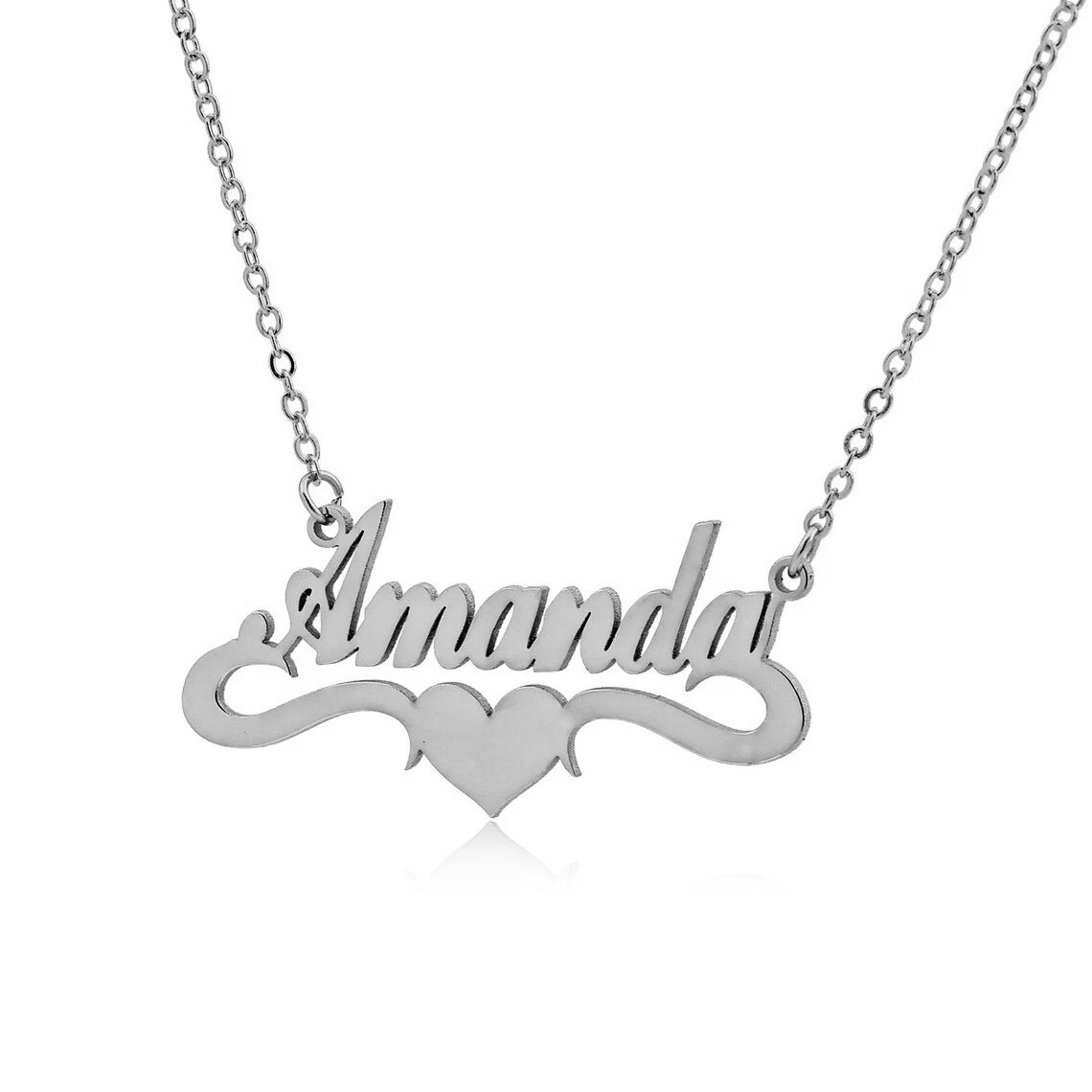 Custom Heart Name Necklace Women Girl Best Jewelry Stainless Steel Gold Color Personalized Nameplate Necklace Gifts For Her