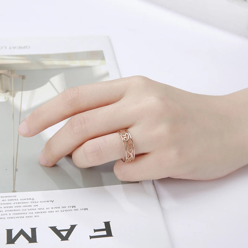 COOLTIME Filigree Flower Rings for Women Stainless Steel Romantic Couple Finger Rings Trend Birthday Jewelry Gift New in 2026