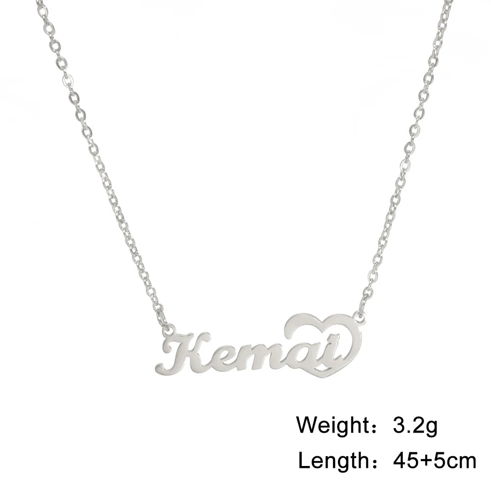 Heart Custom Necklace Name Personalized Mother Father Gift For Women Men Couple Stainless Steel Gold Color Pendant Chain Jewelry