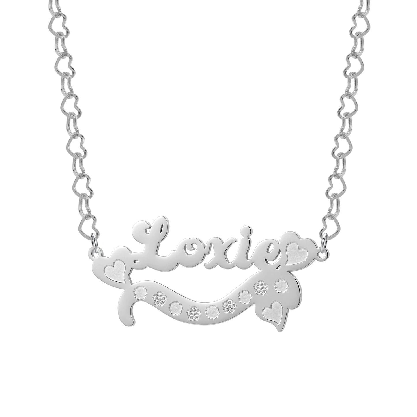 Custom Name Necklace With Heart 18K Gold Plated Two Tone Pendant Personalized Double Plate Nameplate Jewelry For Mother's Day