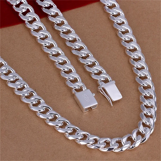 20-24inch 925 Sterling Silver Classic 10mm geometry Necklace Chain Men charm fashion wedding party Jewelry Holiday gifts
