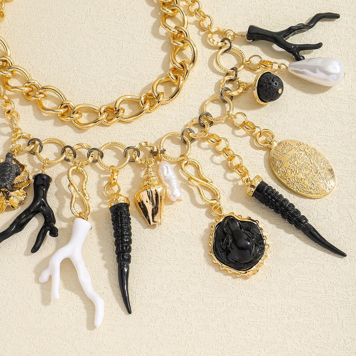 ZAA New Design Multilayer Medals And Charms Pendant Necklace For Women Heavy Luxurious Turtle Conch Pendant Jewelry Gift