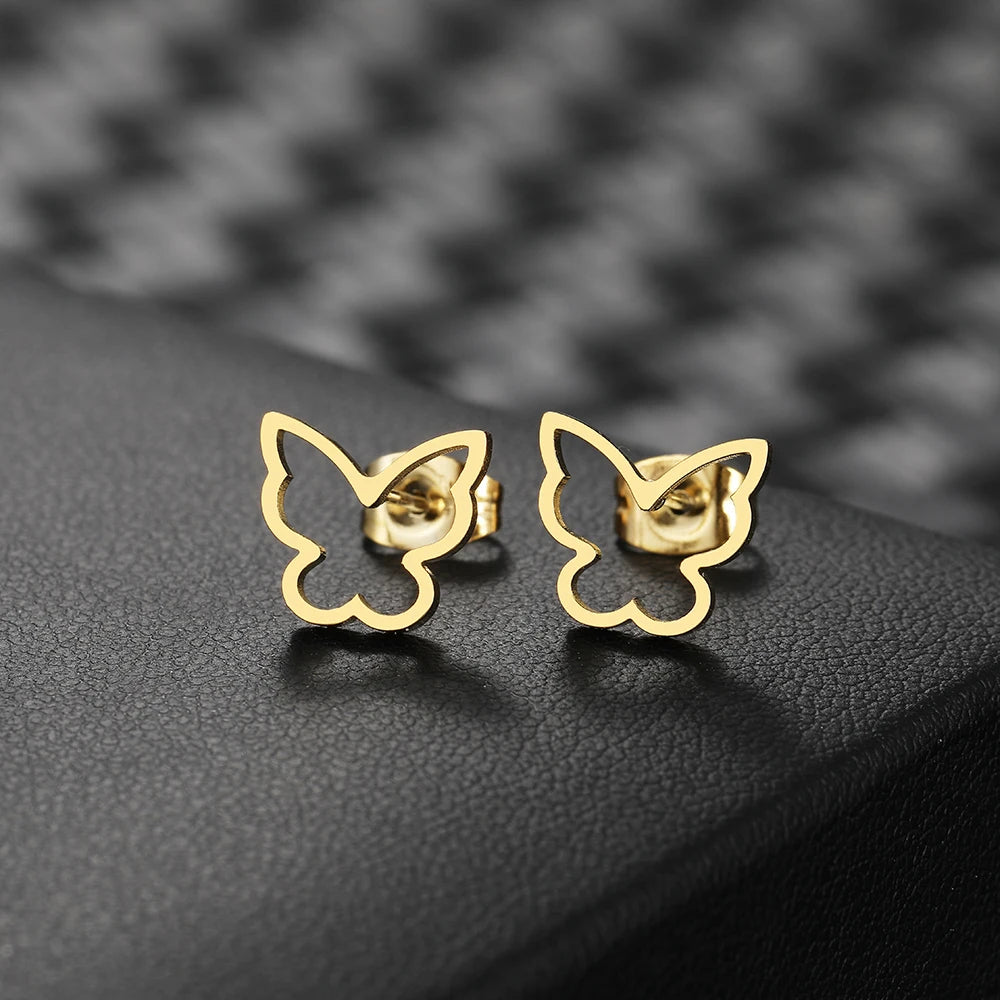 Stainless Steel Earrings 2022 Trend New Fashion Hollow Simple Butterfly Unusual Stud Earrings For Women Jewelry Party Girl Gifts
