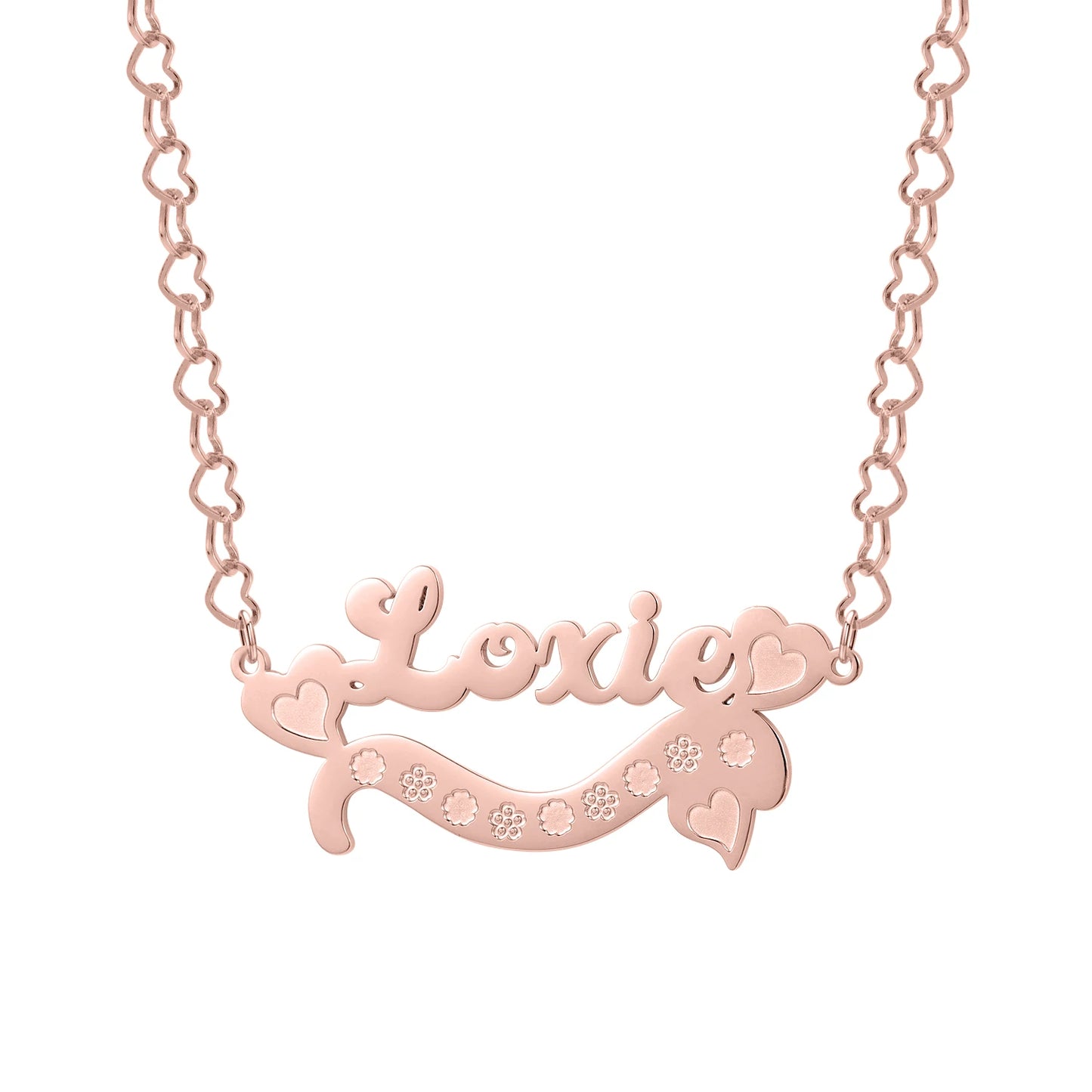 Custom Name Necklace With Heart 18K Gold Plated Two Tone Pendant Personalized Double Plate Nameplate Jewelry For Mother's Day