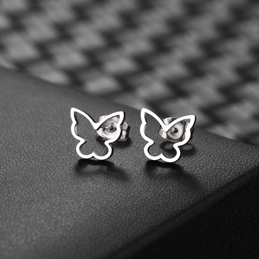Stainless Steel Earrings 2022 Trend New Fashion Hollow Simple Butterfly Unusual Stud Earrings For Women Jewelry Party Girl Gifts