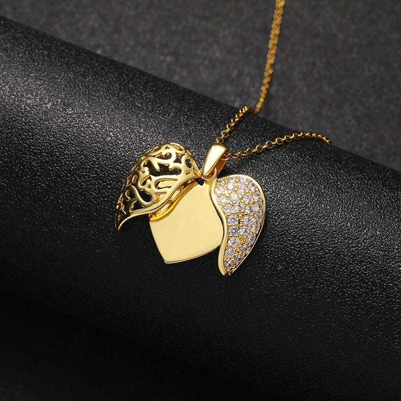 fashion new personalized angel love opening and closing necklace, women's heart-shaped pendant, collarbone chain jewelry